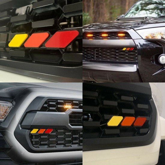 Tri Color Front Grille Badge Emblem Blue & Orange Universal Fit – ABS & Metal Tri Color Front Grille Badge Emblem Blue & Orange Universal Fit – ABS & Metal