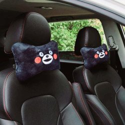Kumamon Bear Car Neck Pillows Pack of 2 - Soft Flannel Headrest Cushions