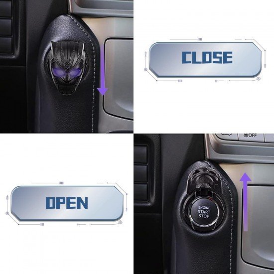 Black Panther Car Engine Start Stop Button Flip Covers - Universal Fit (Black)