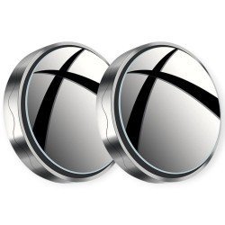 Blind Spot Rear View Convex Mirror -360° Adjustable (Pack of 2) in Chrome & Black Color