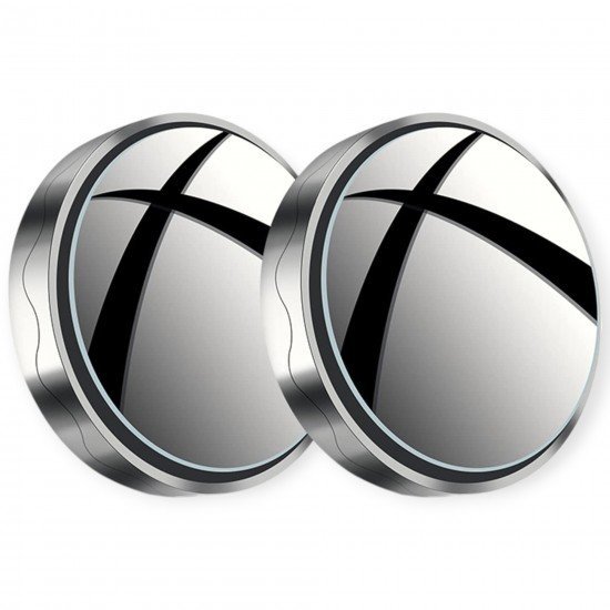 Blind Spot Rear View Convex Mirror -360° Adjustable (Pack of 2) in Chrome & Black Color Blind Spot Rear View Convex Mirror -360° Adjustable (Pack of 2) in Chrome & Black Color