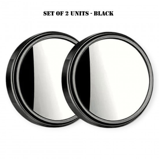Blind Spot Rear View Convex Mirror -360° Adjustable (Pack of 2) in Chrome & Black Color Blind Spot Rear View Convex Mirror -360° Adjustable (Pack of 2) in Chrome & Black Color
