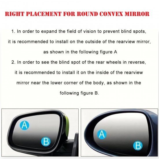 Blind Spot Rear View Convex Mirror -360° Adjustable (Pack of 2) in Chrome & Black Color Blind Spot Rear View Convex Mirror -360° Adjustable (Pack of 2) in Chrome & Black Color