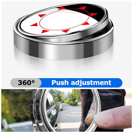 Blind Spot Rear View Convex Mirror -360° Adjustable (Pack of 2) in Chrome & Black Color Blind Spot Rear View Convex Mirror -360° Adjustable (Pack of 2) in Chrome & Black Color