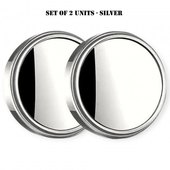 Blind Spot Rear View Convex Mirror -360° Adjustable (Pack of 2) in Chrome & Black Color Blind Spot Rear View Convex Mirror -360° Adjustable (Pack of 2) in Chrome & Black Color
