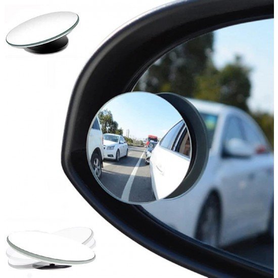 Frameless Blind Spot Rear View Convex Mirror -360° Adjustable & Anti Scratch (Pack of 2) Frameless Blind Spot Rear View Convex Mirror -360° Adjustable & Anti Scratch (Pack of 2)