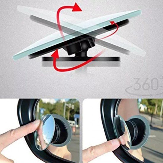 Frameless Blind Spot Rear View Convex Mirror -360° Adjustable & Anti Scratch (Pack of 2) Frameless Blind Spot Rear View Convex Mirror -360° Adjustable & Anti Scratch (Pack of 2)