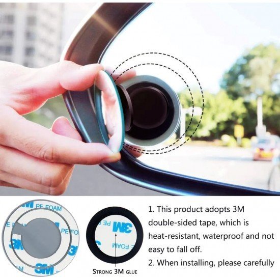 Frameless Blind Spot Rear View Convex Mirror -360° Adjustable & Anti Scratch (Pack of 2) Frameless Blind Spot Rear View Convex Mirror -360° Adjustable & Anti Scratch (Pack of 2)