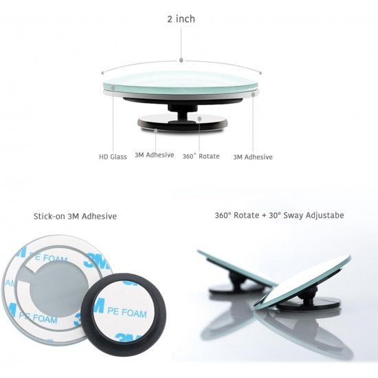 Frameless Blind Spot Rear View Convex Mirror -360° Adjustable & Anti Scratch (Pack of 2) Frameless Blind Spot Rear View Convex Mirror -360° Adjustable & Anti Scratch (Pack of 2)