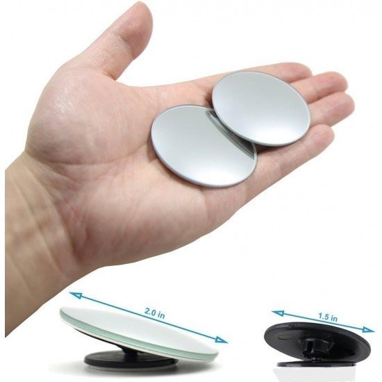 Frameless Blind Spot Rear View Convex Mirror -360° Adjustable & Anti Scratch (Pack of 2) Frameless Blind Spot Rear View Convex Mirror -360° Adjustable & Anti Scratch (Pack of 2)