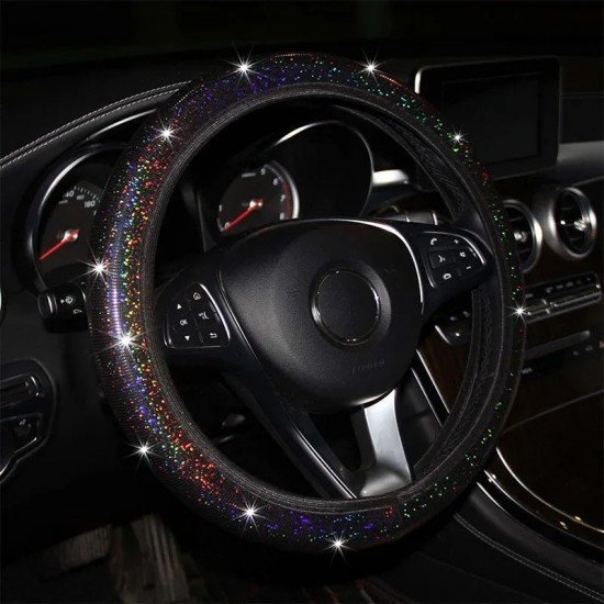 Sparkling Black Bling Steering Wheel Cover Universal Fit – Stretch Fit Sparkling Black Bling Steering Wheel Cover Universal Fit – Stretch Fit
