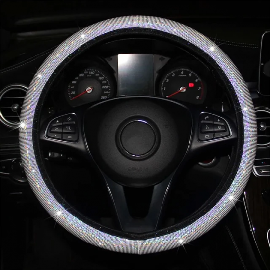 Sparkling Silver Bling Steering Wheel Cover Universal Fit – Stretch Fit Sparkling Silver Bling Steering Wheel Cover Universal Fit – Stretch Fit