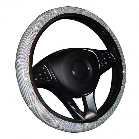 Sparkling Silver Bling Steering Wheel Cover Universal Fit – Stretch Fit Sparkling Silver Bling Steering Wheel Cover Universal Fit – Stretch Fit