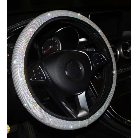 Sparkling Silver Bling Steering Wheel Cover Universal Fit – Stretch Fit Sparkling Silver Bling Steering Wheel Cover Universal Fit – Stretch Fit