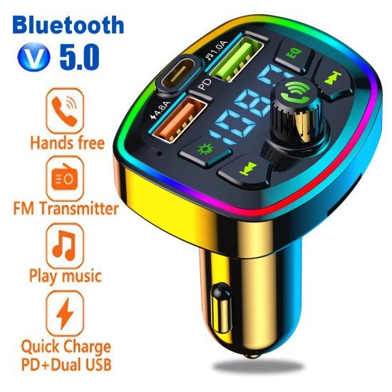 Bluetooth FM Transmitter, 3.1Amp PD Car Fast Charger