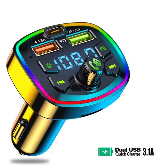 Bluetooth FM Transmitter, 3.1Amp PD Car Fast Charger
