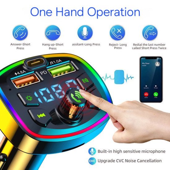 Bluetooth FM Transmitter, 3.1Amp PD Car Fast Charger
