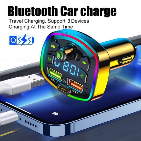 Bluetooth FM Transmitter, 3.1Amp PD Car Fast Charger