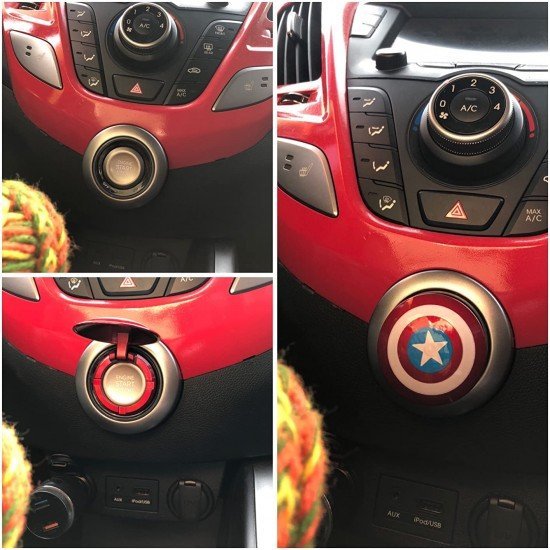 Captain America Shield Car Engine Start Stop Button Flip Cover | Universal Fit