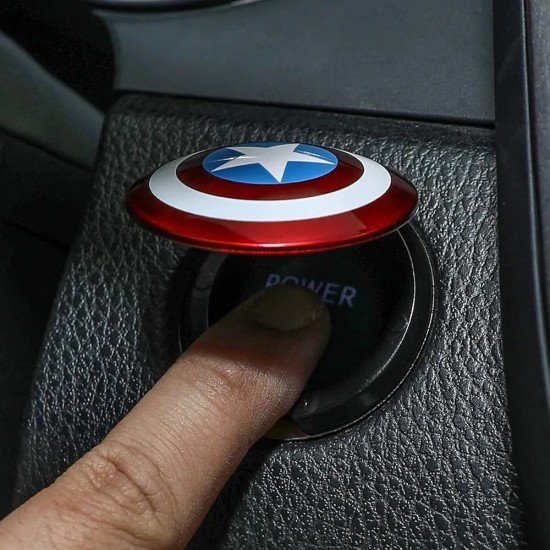 Captain America Shield Car Engine Start Stop Button Flip Cover | Universal Fit