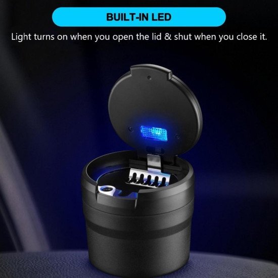 Portable LED Car Ashtray - Pop Up Ashtray with LED Light (3 Colors)