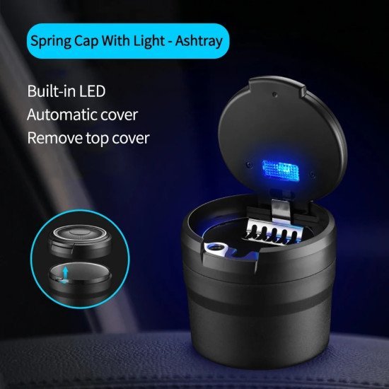 Portable LED Car Ashtray - Pop Up Ashtray with LED Light (3 Colors)
