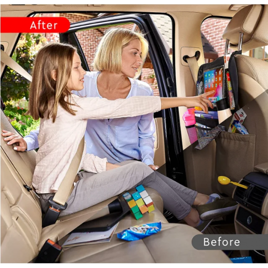 Car Back Seat Organizer - 8 Open Pockets (Oxford Material)