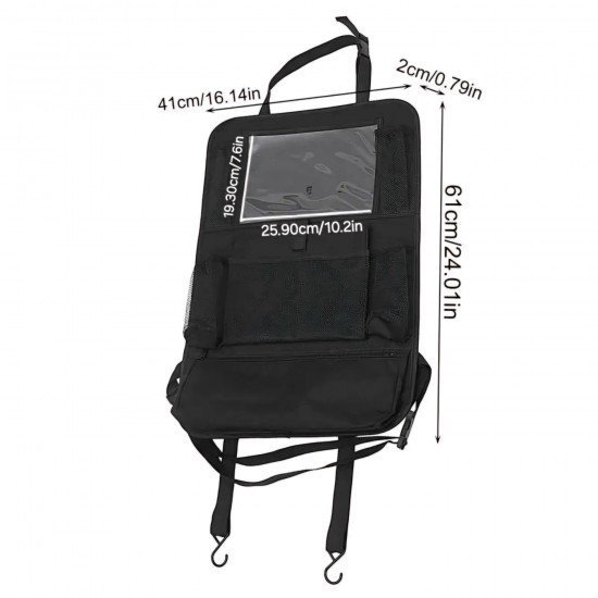 Car Back Seat Organizer with Zipper Pocket – 600D Oxford Material