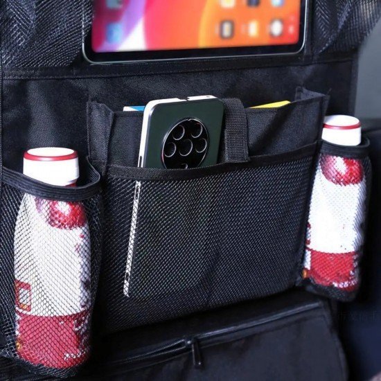 Car Back Seat Organizer with Zipper Pocket – 600D Oxford Material