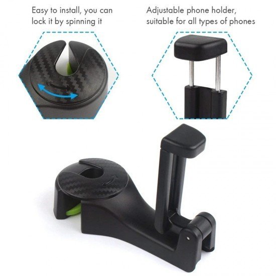 2 In 1 Car Headrest Hooks & Phone Holder 2 In 1 Car Headrest Hooks & Phone Holder