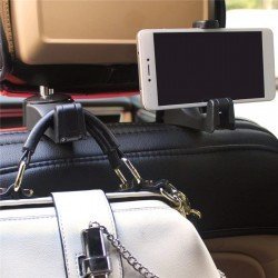 2 In 1 Car Headrest Hooks & Phone Holder 