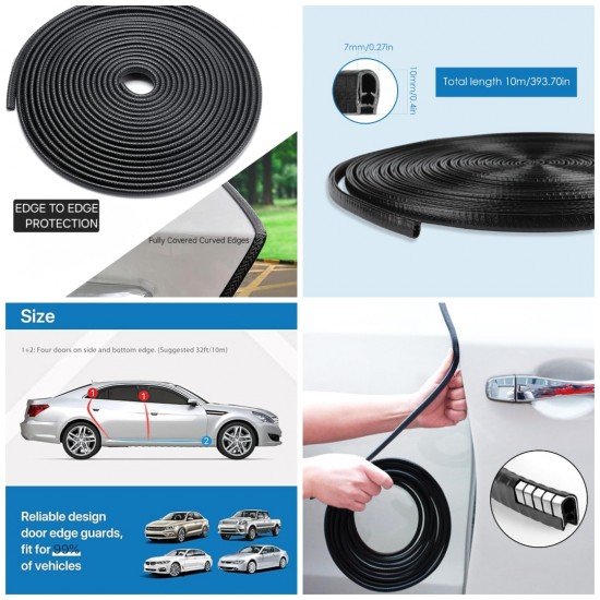 Car Door Edge Protector Anti Collision Door Strip (10Meter Roll) U Channel Design