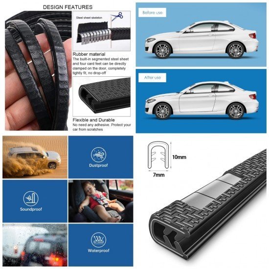Car Door Edge Protector Anti Collision Door Strip (10Meter Roll) U Channel Design Car Door Edge Protector Anti Collision Door Strip (10Meter Roll) U Channel Design