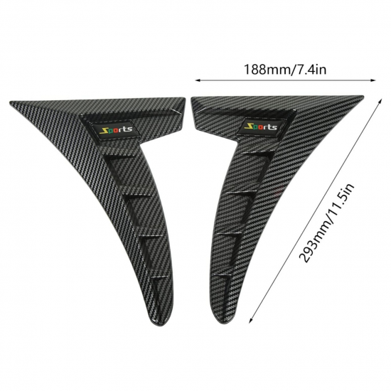 Carbon Fiber Car Fender Shark Emblems | Universal Fit | Pack of 2