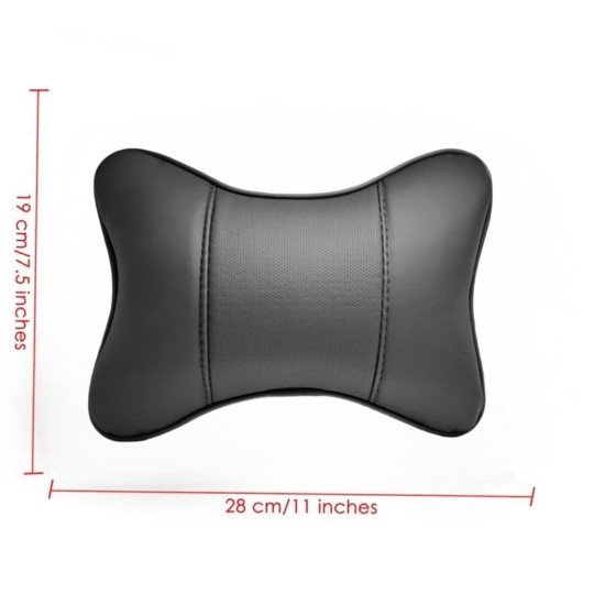 Car Neck Leather Pillow Pack of 2 - Headrest Neck Support Cushions (BLACK) Car Neck Leather Pillow Pack of 2 - Headrest Neck Support Cushions (BLACK)