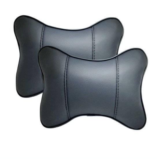 Leather Car Neck Pillow Pack of 2 - Universal Headrest Support Cushions Leather Car Neck Pillow Pack of 2 - Universal Headrest Support Cushions