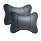 Car Neck Leather Pillow Pack of 2 - Headrest Neck Support Cushions (BLACK)