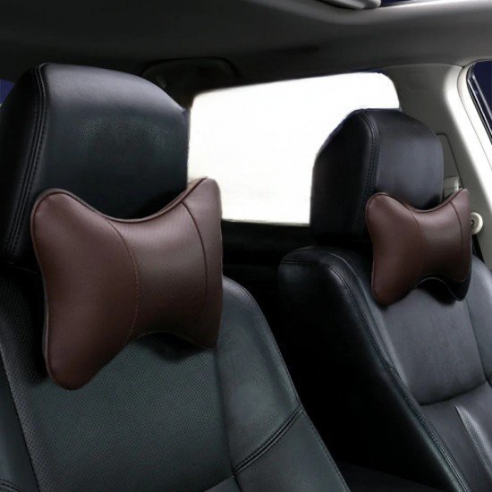 Coffee Color Car Neck Leather Pillow Pack of 2 Coffee Color Car Neck Leather Pillow Pack of 2