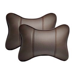 Coffee Color Car Neck Leather Pillow Pack of 2