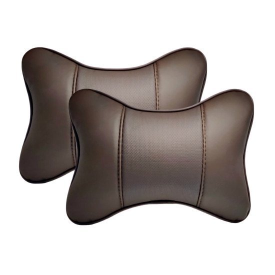 Leather Car Neck Pillow Pack of 2 - Universal Headrest Support Cushions Leather Car Neck Pillow Pack of 2 - Universal Headrest Support Cushions