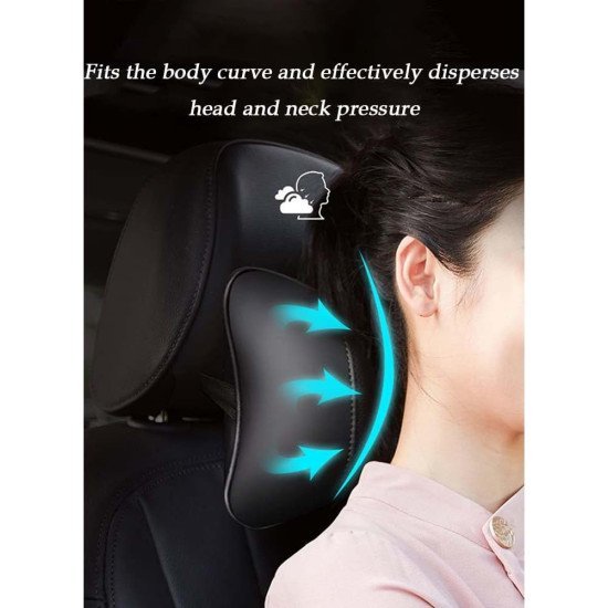 Leather Car Neck Pillow Pack of 2 - Universal Headrest Support Cushions Leather Car Neck Pillow Pack of 2 - Universal Headrest Support Cushions