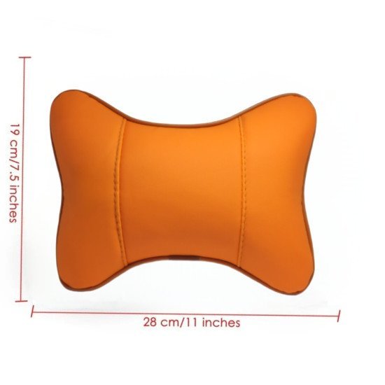 Pumpkin Orange Car Neck Leather Pillow Pack of 2 - Headrest Support Cushions Pumpkin Orange Car Neck Leather Pillow Pack of 2 - Headrest Support Cushions