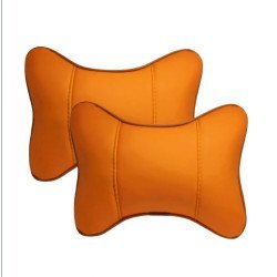 Pumpkin Orange Car Neck Leather Pillow Pack of 2 - Headrest Support Cushions Pumpkin Orange Car Neck Leather Pillow Pack of 2 - Headrest Support Cushions