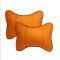 Pumpkin Orange Car Neck Leather Pillow Pack of 2 - Headrest Support Cushions