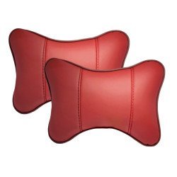 Leather Car Neck Pillow Pack of 2 - Universal Headrest Support Cushions