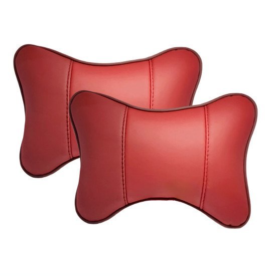 Leather Car Neck Pillow Pack of 2 - Universal Headrest Support Cushions Leather Car Neck Pillow Pack of 2 - Universal Headrest Support Cushions