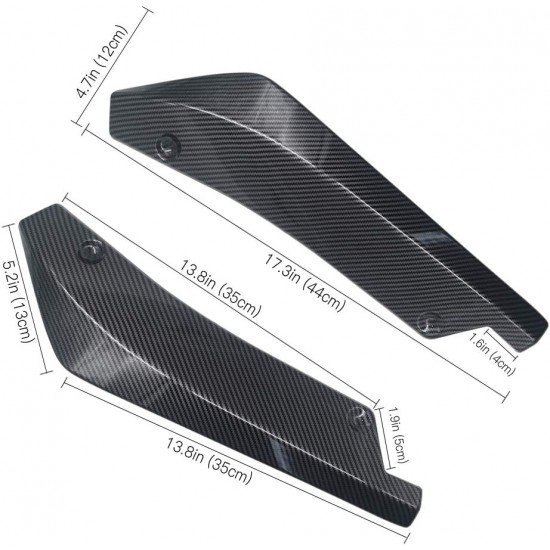 Car Rear Diffuser Splitter Winglets - Wrap Angle Protector (Pack of 2) Carbon Fiber Car Rear Diffuser Splitter Winglets - Wrap Angle Protector (Pack of 2) Carbon Fiber