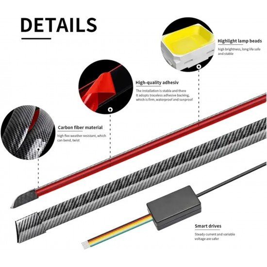 Carbon Fiber Rear LED Spoiler - Universal Fit (Waterproof) 130cm Carbon Fiber Rear LED Spoiler - Universal Fit (Waterproof) 130cm