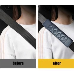 Premium Leather Car Seat Belt Covers - (Pack of 2) Black Premium Leather Car Seat Belt Covers - (Pack of 2) Black