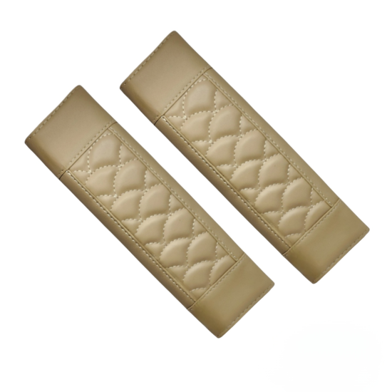 Premium Nappa Leather Car Seat Belt Covers Pack of 2 – Beige